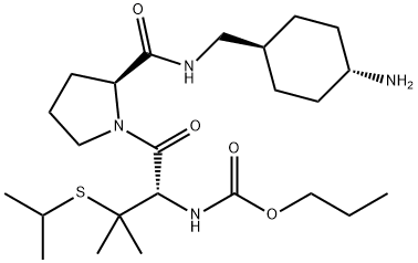 3-(异丙基硫基)-N-(丙氧甲酰基)-D-缬氨酰-N-[(反式-4-氨基环己基)甲基]-L-脯氨酰胺 结构式