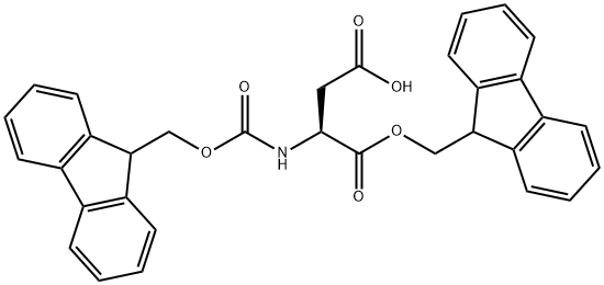 N-芴甲氧羰基-L-天冬氨酸 1-芴甲基酯 结构式