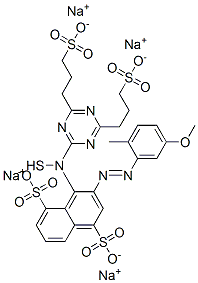 1,5-Naphthalenedisulfonic acid, 3-4-4,6-bis(3-sulfopropyl)thio-1,3,5-triazin-2-ylamino-5-methoxy-2-methylphenylazo-, tetrasodium salt 结构式