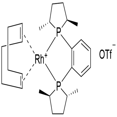 1,2-双[(2R,5R)-2,5-二甲基磷]苯(环辛二烯)三氟甲磺酸铑(I) 结构式