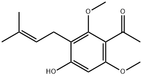 4'-Hydroxy-2',6'-dimethoxy-3'-(3-methyl-2-butenyl)acetophenone 结构式