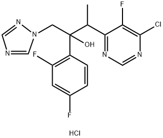 3-(6-氯-5-氟嘧啶-4-基)-2-(2,4-二氟苯基)-1-(1H-1,2,4-三唑-1-基)-2-丁醇盐酸盐 结构式