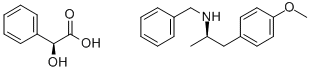 (2S)-羟基(苯基)乙酸 (2R)-N-苄基-1-(4-甲氧基苯基)丙-2-胺盐 结构式