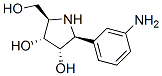 3,4-Pyrrolidinediol, 2-(3-aminophenyl)-5-(hydroxymethyl)-, (2S,3S,4R,5R)- 结构式