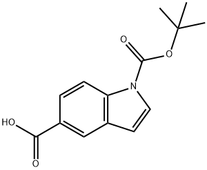 1-(叔丁氧羰基)-1H-5-吲哚甲酸 结构式