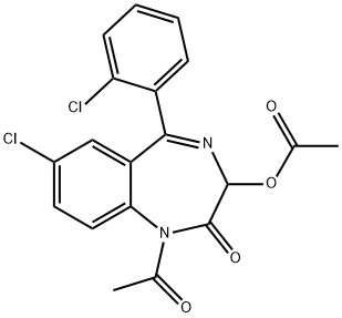 1-乙酰基-3-(乙酰氧基)-7-氯-5-(2-氯苯基)-1,3-二氢-2H-1,4-苯并二氮杂卓-2-酮 结构式