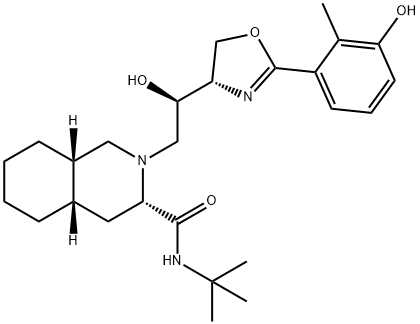 (3S,4aS,8aS)-2-[(2R)-2-[(4S)-2-[3-羟基-2-甲基苯基]-4,5-二氢恶唑-4-基]-2-羟乙基]十氢异喹啉-3-甲酸叔丁酰胺 结构式