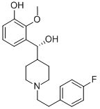 (R)-(+)-ALPHA-(3-HYDROXY-2-METHOXYPHENYL)-1-[2-(4-FLUORO-PHENYL)ETHYL]-4-PIPERIDINE METHANOL 结构式