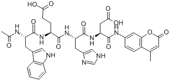乙酰基色氨酰谷氨酰组氨酰天冬氨酸-7-氨基-4-甲基香豆素 结构式