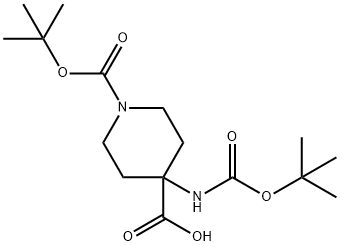 N-BOC-氨基-(4-N-BOC-哌啶基)羧酸 结构式