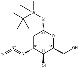 3-叠氮-2,3-二脱氧-1-O-(叔丁基二甲基甲硅烷基)-Β-D-阿拉伯-六吡喃糖 结构式