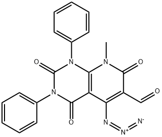 Pyrido[2,3-d]pyrimidine-6-carboxaldehyde,  5-azido-1,2,3,4,7,8-hexahydro-8-methyl-2,4,7-trioxo-1,3-diphenyl- 结构式