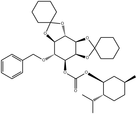 1,2:5,6-二-O-环己基亚基-4-O-(苯基甲基)-D-MYO-肌醇 (1S,2R,5S)-5-甲基-2-(1-甲基乙基)环己基碳酸酯 结构式