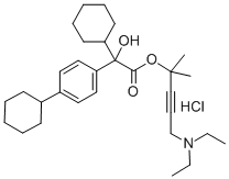 Benzeneacetic acid, alpha,4-dicyclohexyl-alpha-hydroxy-, 4-(diethylami no)-1,1-dimethyl-2-butynyl ester, hydrochloride 结构式
