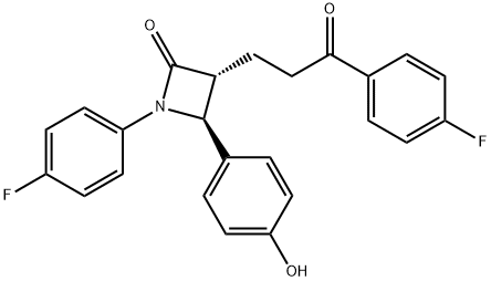 (3R,4S)-1-(4-氟苯基)-3-[3-(4-氟苯基)-3-氧代丙基]-4-(4-羟基苯基)氮杂环丁烷-2-酮 结构式