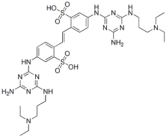 2,2'-(1,2-Ethenediyl)bis[5-[[4-amino-6-[[3-(diethylamino)propyl]amino]-1,3,5-triazin-2-yl]amino]-benzenesulfonic acid] 结构式