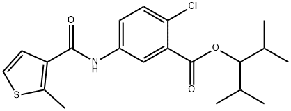 2,4-dimethylpentan-3-yl 2-chloro-5-[(2-methylthiophene-3-carbonyl)amin o]benzoate 结构式