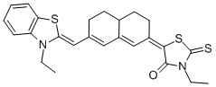 3-ETHYL-5-[7-([3-ETHYL-1,3-BENZOTHIAZOL-2(3H)-YLIDENE]METHYL)-4,4A,5,6-TETRAHYDRO-2(3H)-NAPHTHALENYLIDENE]-2-THIOXO-1,3-THIAZOLIDIN-4-ONE 结构式