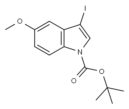 3-碘-5-甲氧基吲哚-1-羧酸叔丁酯 结构式