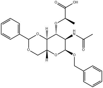 (2R)-2-(((4AR,6S,7R,8R,8AS)-7-乙酰氨基-6-(苄氧基)-2-苯基六氢吡喃并[3,2-D] [1,3] 氧基)丙酸 结构式