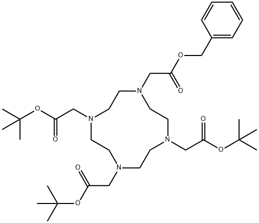 1,4,7,10-Tetraazacyclododecane-1,4,7,10-tetraacetic acid, tris(1,1-diMethylethyl) phenylMethyl ester 结构式