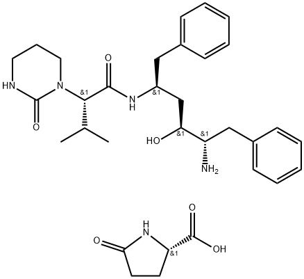 N-(4-氨基-1-苄基-3-羟基-5-苯基戊基)-3-甲基-2-(2-氧代四氢嘧啶-1-基)-丁酰胺 5-氧代吡咯烷-2-甲酸 结构式