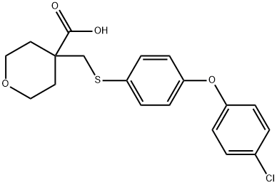 4 - ((((4-(4-氯苯氧基)苯基)硫基)甲基)四氢-2H-吡喃-4-羧酸 结构式