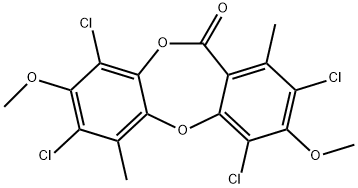 2,4,7,9-Tetrachloro-3,8-dimethoxy-1,6-dimethyl-11H-dibenzo[b,e][1,4]dioxepin-11-one 结构式