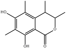 3,4-Dihydro-6,8-dihydroxy-3,4,5,7-tetramethyl-1H-2-benzopyran-1-one 结构式