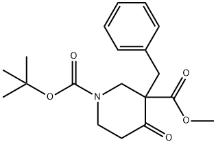 1-叔丁基-3-苄基-4-氧代哌啶-1,3-二羧酸-3-甲酯 结构式