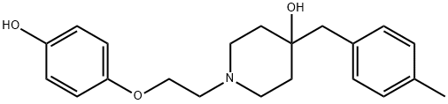 1-[2-(4-HYDROXYPHENOXY)ETHYL]-4-[(4-METHYLPHENYL)METHYL]-4-PIPERIDINOL MONOHYDROCHLORIDE 结构式