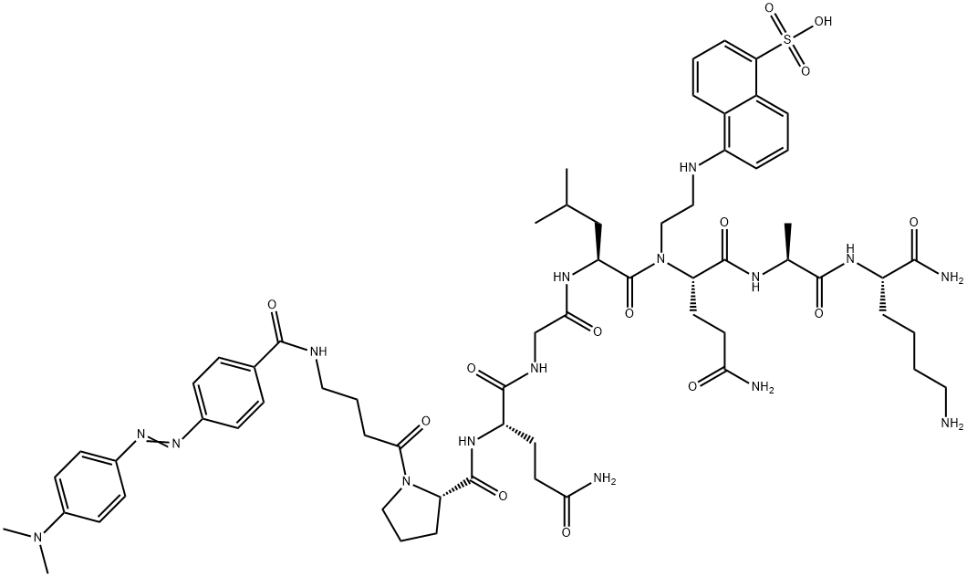 DABCYL-GABA-PRO-GLN-GLY-LEU-GLU: EDANS-ALA-LYS-NH2 结构式