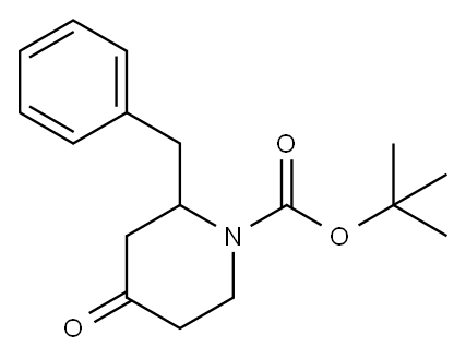 1-叔丁氧羰基-2-苄基-4-哌啶酮 结构式
