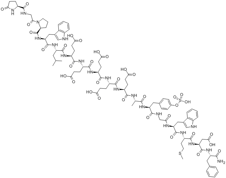 PYR-GLY-PRO-TRP-LEU-GLU-GLU-GLU-GLU-GLU-ALA-TYR(SO3H)-GLY-TRP-MET-ASP-PHE-NH2