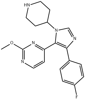 4-[4-(4-氟苯基)-1-(4-哌啶基)-1H-咪唑-5-基]-2-甲氧基嘧啶 结构式
