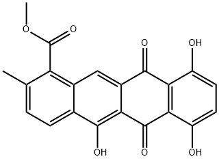 6,11-Dihydro-5,7,10-trihydroxy-2-methyl-6,11-dioxonaphthacene-1-carboxylic acid methyl ester 结构式