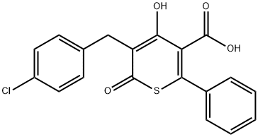 3-Chlorbenzyl-4-hydroxy-5-karboxy-6-phenyl-thia-alpha-pyron [German] 结构式
