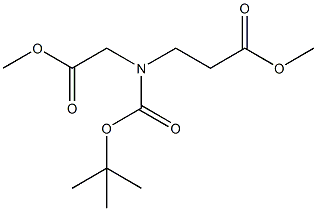 3-[叔丁氧羰基-(2-甲氧基-2-氧代乙基)氨基]丙酸甲酯 结构式