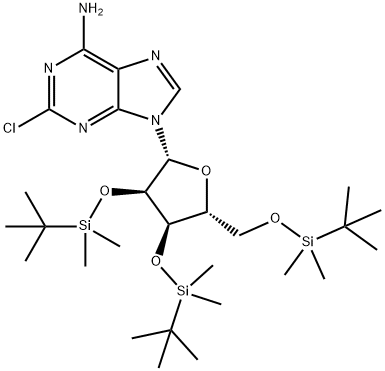 2-Chloro-2',3',5'-tris-O-[(1,1-diMethylethyl)diMethylsilyl]-adenosine 结构式