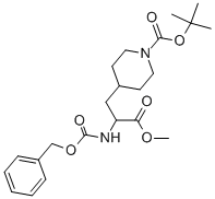 4-(2-(((苄氧基)羰基)氨基)-3-甲氧基-3-氧丙基)哌啶-1-甲酸叔丁酯 结构式