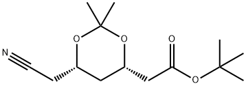 (4S,6S)-6-(氰基甲基)-2,2-二甲基-1,3-二氧代-4-乙酸叔丁基酯 结构式