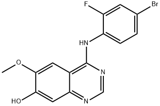 4-(4-溴-2-氟苯胺基)-7-羟基-6-甲氧基喹唑啉 结构式