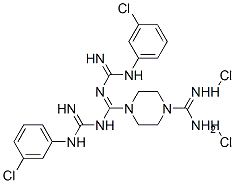 1,4-Piperazinedicarboxamidine, N,N'-bis((m-chlorophenyl)amidino)-, di hydrochloride 结构式