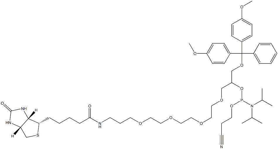 5'-DMT-BIOTIN AMIDITE;N-DMT-BIOTINYL-2-AMINOETHOXYETHANOL AMIDITE 结构式