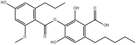 2,4-Dihydroxy-3-(2-methoxy-4-hydroxy-6-propylbenzoyloxy)-6-pentylbenzoic acid 结构式