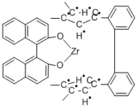 (R)-BIPHENYL-(3,4-DIMETHYL-1-CYCLOPENTADIENYL)-ZIRCONIUM(IV)-(R)-(1,1'-BINAPHTHYL-2) 结构式