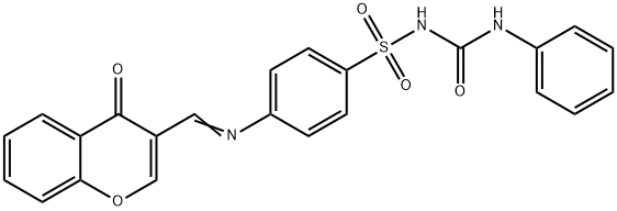 Benzenesulfonamide, 4-(((4-oxo-4H-1-benzopyran-3-yl)methylene)amino)-N -((phenylamino)carbonyl)- 结构式