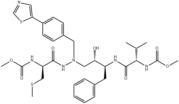 methyl N-[(1R)-1-[[[(2S,3S)-2-hydroxy-3-[[(2S)-2-(methoxycarbonylamino )-3-methyl-butanoyl]amino]-4-phenyl-butyl]-[[4-(1,3-thiazol-5-yl)pheny l]methyl]amino]carbamoyl]-2-methylsulfanyl-ethyl]carbamate 结构式