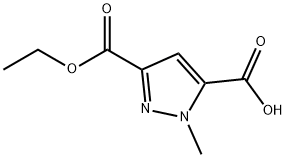 3-乙氧羰基-1-甲基-吡唑-5-甲酸 结构式