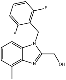 (1-((2,6-Difluorophenyl)methyl)-4-methylbenzimidazol-2-yl)methan-1-ol 结构式